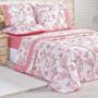 Imagem de Kit Cobre Leito Real Casal Queen Dupla Face MicroPercal 200 Fios 03 Peças - Serene Floral Rosa - 100% Poliéster