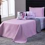 Imagem de Kit Cobre Leito SOLTEIRO 4 Peças Girl Gamer Rosa/Cinza Dupla Face com Almofadas Estampadas Decoração Colcha Infantil Menina Videogame Nerd Geek