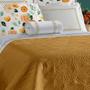 Imagem de Kit Cobre Leito Tropical Casal King 4 Peças Dupla Face Percal 200 Fios Peletizado - Mostarda - 100% Poliéster