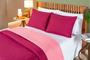 Imagem de Kit cobreleito matelado cama padrão 3 peças dupla face estampado rosa com pink