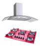 Imagem de Kit Coifa Gourmet 90cm e Cooktop 5Q Vermelho Safanelli