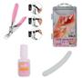 Imagem de Kit Cola Para Unhas Lixa + Kit 100 Unhas Tips + Alicate