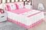 Imagem de Kit Colcha Cobre Leito Cama Queen 3 Peças Bordado Rosa