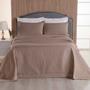 Imagem de Kit Colcha Cobre Leito cama Queen super 3 peças percal 300 Fios com Bordado Ingles rosa cinza caqui