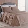 Imagem de Kit Colcha Cobre Leito cama Queen super 3 peças percal 300 Fios com Bordado Ingles rosa cinza caqui