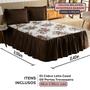 Imagem de Kit Colcha Cobre Leito Casal Padrão 03 Peças 170 Fios Bella Vida Estampado Floral Com Babado e Porta Travesseiro Debrum Tecido Jacquard
