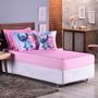 Imagem de Kit Colcha Cobre Leito Edredom Solteiro 5 Pçs Matelado Quarto Menina Stich Rosa