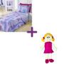 Imagem de Kit Colcha Cobre Leito Infantil Solteiro 2 Pçs Menina Roxo +