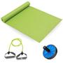 Imagem de Kit Colchonete 1,73m + Extensor Elastico 1 Via Tensao Media + Roda Abdominal para Exercicios Liveup Sports