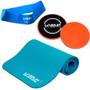 Imagem de Kit Colchonete Azul + Mini Band Forte + Par de Disco Deslizante  Liveup Sports 