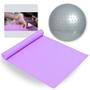 Imagem de Kit Colchonete Lilas 1,73 M Tapete Yoga + Bola Suica Yogine 65 Cm Massagem Ball Fitball Pilates  Liveup Sports 