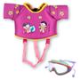 Imagem de Kit Colete Infantil 2 a 8 Anos + Oculos de Natacao com Bandana Protecao Uv/ Antiembacante Rosa