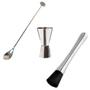 Imagem de Kit Colher Bailarina Dosador Macerador Inox Drinks Coquetel