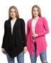 Imagem de Kit com 02 cardigan plus size feminino casaco kimono com bico manga longa