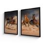 Imagem de Kit com 02 Quadros Decorativos Cavalos Selvagens Deserto Sala Quarto Escritório 