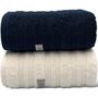 Imagem de Kit Com 02 Toalha de Banho Grande e Grossa - Loft - Azul/Branca - 72x140cm - (Volume extra) LMpeter