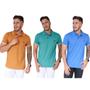 Imagem de Kit com 03 Blusas Polo Masculina com Punho 100% Algodão
