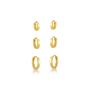 Imagem de Kit com 03 Brincos Argolas trabalhados banhados a  Ouro 18k