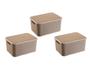 Imagem de Kit Com 03 Cestos Organizadores Rattan M Com Tampa 3,5 Lts
