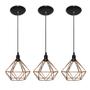 Imagem de Kit com 03 Luminarias Pendente Aramado Modelo Diamante - Cobre - ideal para ser utilizado com lâmpadas de filamento LED