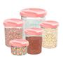 Imagem de Kit Com 05 Potes Rosa Porta Mantimentos Atóxicos Sem Bpa