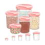 Imagem de Kit Com 05 Potes Rosa Porta Mantimentos Atóxicos Sem Bpa