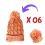 Imagem de Kit com 06 Touca de Frio com Pompom Cor Salmão Confortável