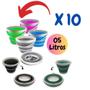 Imagem de Kit Com 10 Baldes Dobrável Retrátil 05 Litros Silicone