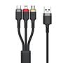 Imagem de Kit com 10 Cabos 3 em 1 Lightning Type-C e Micro USB V8 3.1A