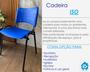 Imagem de Kit Com 10 Cadeiras Iso Para Escola Escritório Comércio Azul Base Preta