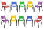 Imagem de Kit Com 10 Cadeiras Iso Para Escola Escritório Comércio Coloridas Base Preta