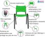 Imagem de Kit Com 10 Cadeiras Iso Para Escola Escritório Comércio Verde Base Preta 