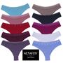 Imagem de kit com 10 calcinhas tanga rendada sem costura corte laser Sensitiv original