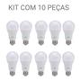 Imagem de Kit com 10 lampadas bulbo led a60 9w 800lm bivolt 3000k e-27 branco quente