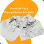 Imagem de Kit Com 10 Pano De Prato Copa Branco Riscado Para Pintura   