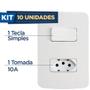 Imagem de Kit Com 10 Pçs Conjunto 2x4 Interruptor 1 Tecla Simples + 1 Tomada 10A B3 Margirius