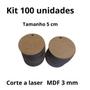 Imagem de Kit Com 100 Bolachas 5 Cm Com 1 Furo Mdf Crú Círculo Aplique