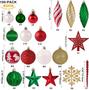 Imagem de Kit com 100 Bolas para Árvore de Natal - Inquebráveis, Decoradas e com Embalagem Reutilizável (Vermelho e Verde)