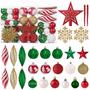 Imagem de Kit com 100 Bolas para Árvore de Natal - Inquebráveis, Decoradas e com Embalagem Reutilizável (Vermelho e Verde)