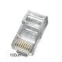Imagem de Kit Com 100 Conectores Rj-45 Cat5e Gigabit Ethernet Banhado Ouro