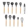 Imagem de Kit Com 11 Peças Utensílios Para Cozinha Silicone e Madeira