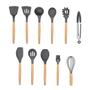 Imagem de Kit Com 11 Peças Utensílios Para Cozinha Silicone E Madeira