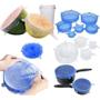 Imagem de Kit com 12 Tampas de Silicone Reutilizável para Panelas Formas Elástica Panela Pote Universal Flexível Lavável