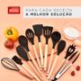 Imagem de Kit Com 12 Utensílios De Cozinha Em Silicone Com Cabo Madeira Yikasa