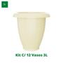 Imagem de Kit com 12 Vasos Rattan Para Flores Jardim Bege 3 Lts