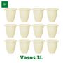 Imagem de Kit com 12 Vasos Rattan Para Flores Jardim Bege 3 Lts