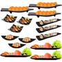 Imagem de Kit com 15 Pecas Pratos em Melamina/Plastico Preto para Sushi Bestfer