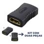 Imagem de Kit com 2 Adaptadores Hdmi Femea X Femea Emenda Extensor Conector Cabo Mb