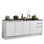 Imagem de Kit com 2 Balcões de Cozinha Madesa Lux 4 Portas 3 Gavetas (Sem Tampo e Pia) - Branco/Branco Veludo