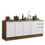 Imagem de Kit com 2 Balcões de Cozinha Madesa Lux 4 Portas 3 Gavetas (Sem Tampo e Pia) - Rustic/Branco Veludo